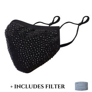 Black Bling Face Mask with Austrian Crystals